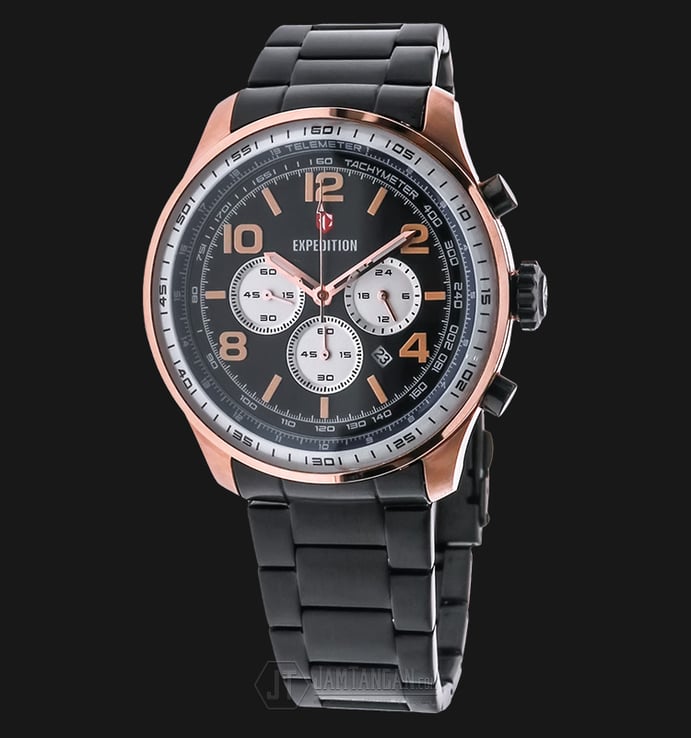 Expedition EXF-6728-MCBBRBA Man Chronograph Black Dial Stainless Steel
