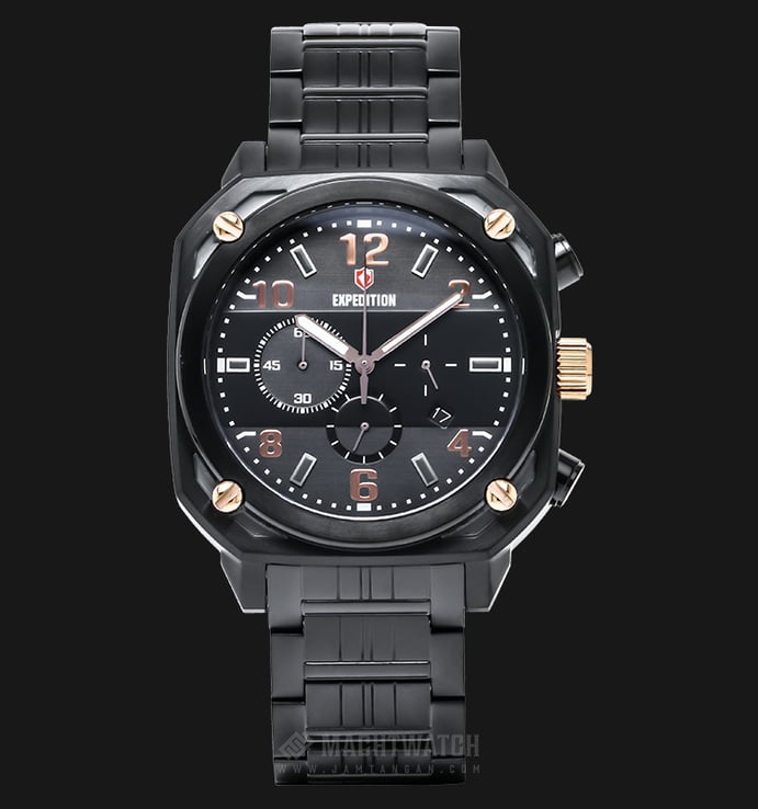 Expedition EXF-6738-MCBBRBA Man Chronograph Black Dial Stainless Steel