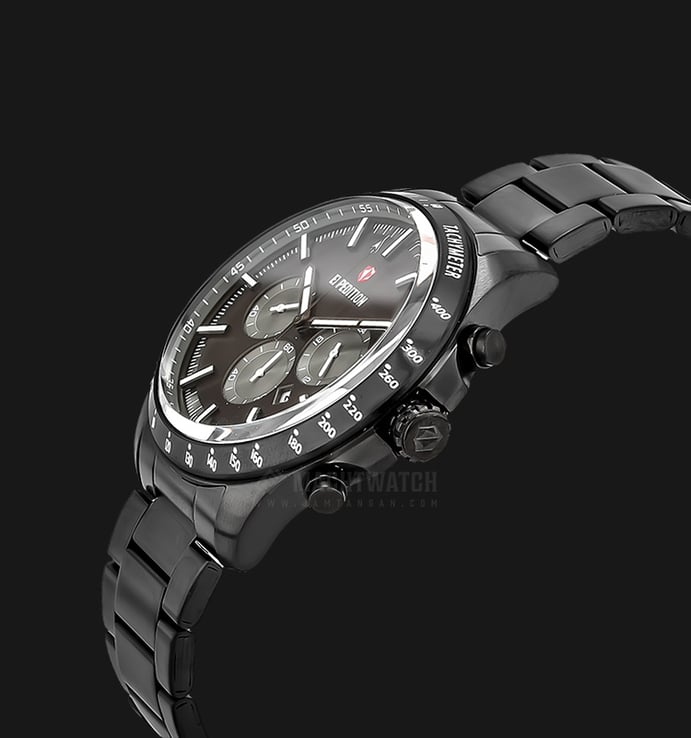 Expedition E 6744 MC BEPBA Chronograph Men Black Dial Ion Plating Case Black Stainless Steel Strap