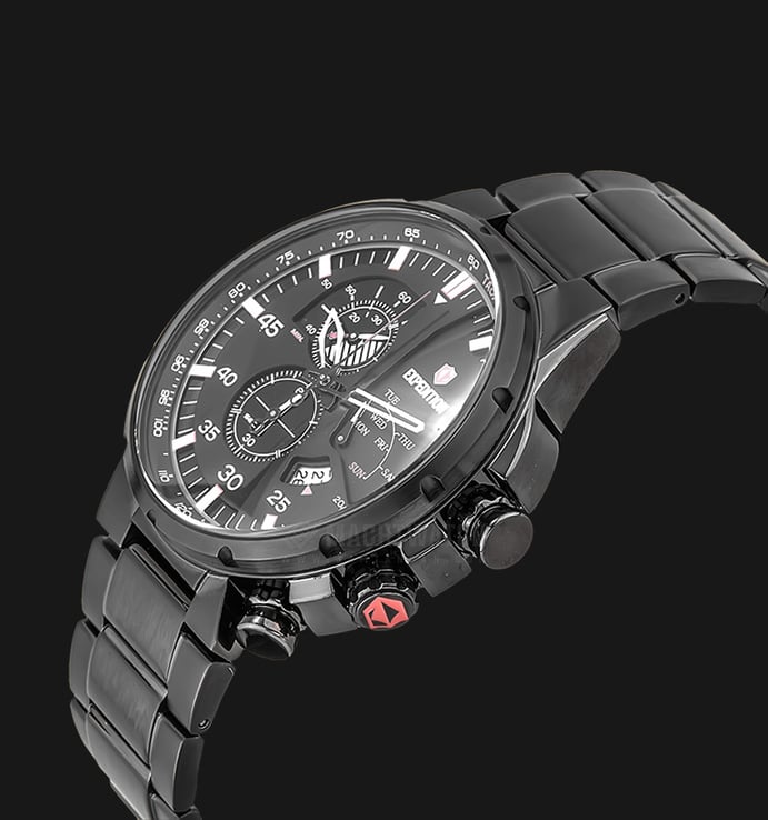 Expedition E 6747 MC BIPBA Chronograph Men Black Dial Black Stainless Steel Strap