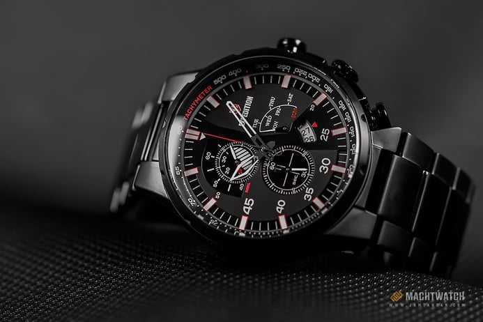 Expedition E 6747 MC BIPBA Chronograph Men Black Dial Black Stainless Steel Strap