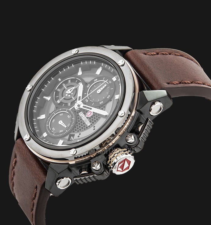 Expedition Chronograph E 6748 MC LEPBAYL Men Grey Dial Brown Leather Strap