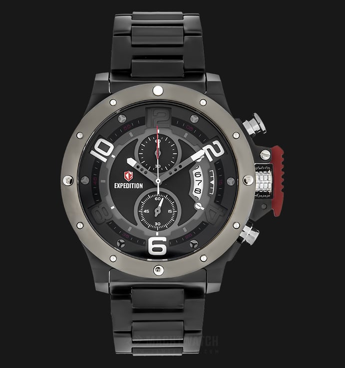 Expedition E 6750 MC BEPBA Chronograph Men Black Dial Black Stainless Steel Strap