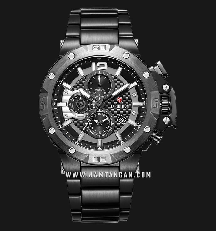 Expedition Chronograph E 6751 MC BEPBABA Man Black Dial Black Stainless Steel Strap