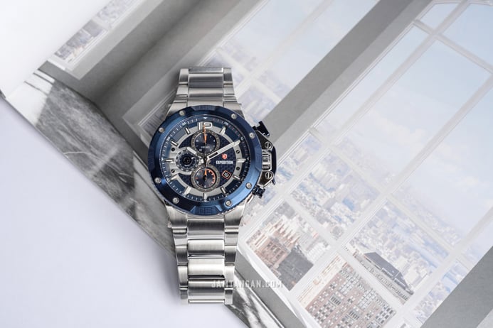 Expedition Chronograph E 6751 MC BTUBUBU Man Blue Dial Stainless Steel Strap