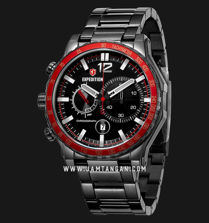 Expedition E 6753 MC BIPBARE Chronograph Man Black Dial Black Stainless Steel