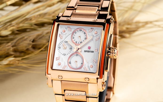 Expedition E 6757 BF BRGSL Ladies Silver Dial Rose Gold Stainless Steel