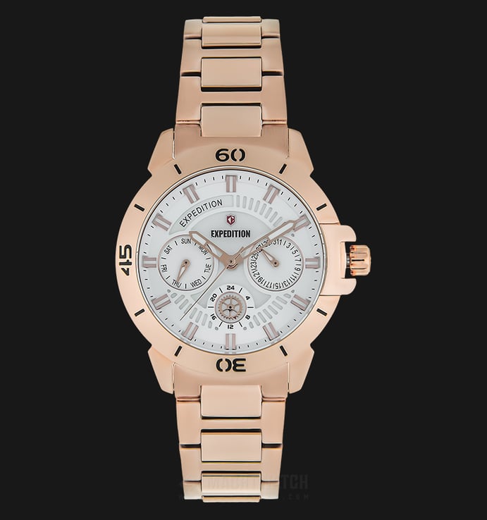 Expedition E 6758 BF BRGSL Ladies White Dial Rose Gold Stainless Steel Strap