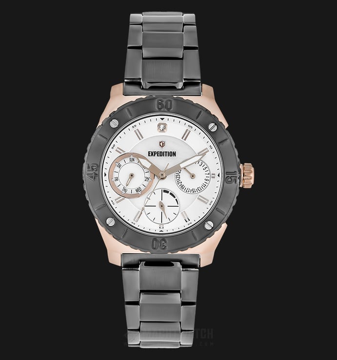 Expedition E 6759 BF BGRSL Ladies White Dial Grey Stainless Steel Strap