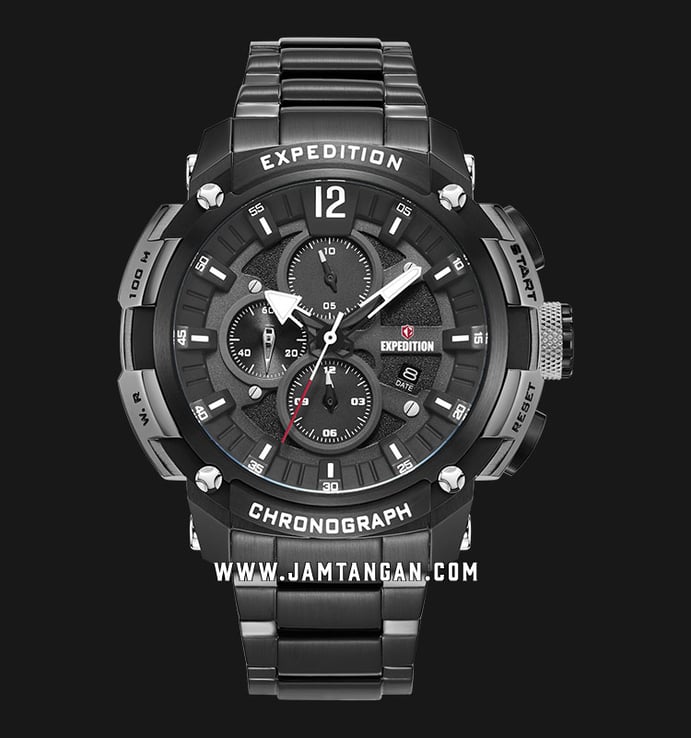 Expedition Chronograph E 6781 MC BEPBA Men Black Dial Black Stainless Steel Strap