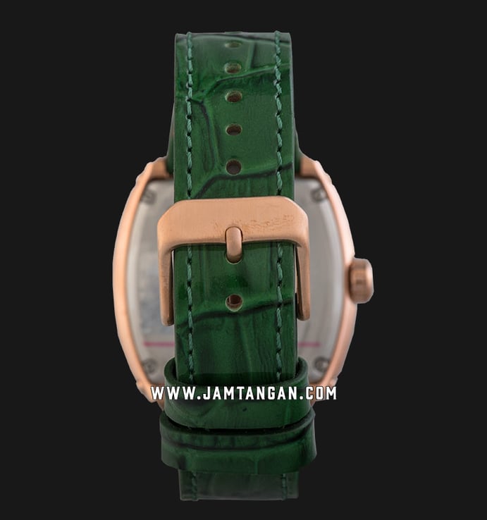 Expedition E 6782 BF LRGBAGN Ladies Mother Of Pearl Dial Green Leather Strap