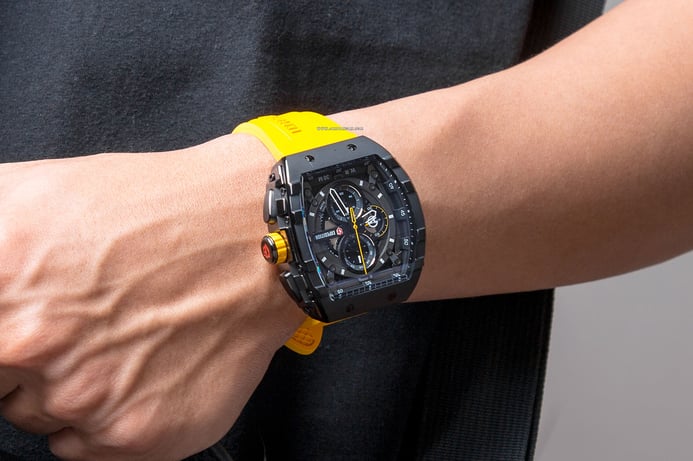Expedition E 6782 MC REPBAYL Chronograph Black Dial Yellow Rubber Strap