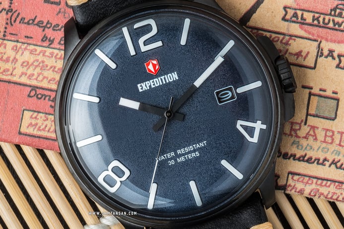 Expedition E 6789 MD LIPBU Men Navy Dial Black Leather Strap