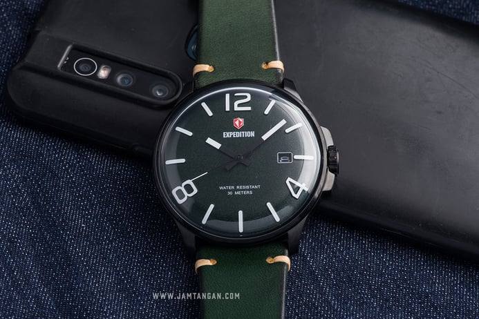 Expedition Modern Classic E 6789 MD LIPGN Men Green Dial Green Leather Strap