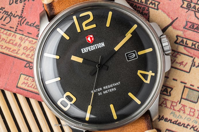 Expedition E 6789 MD LSSBAIV Men Black Dial Brown Leather Strap