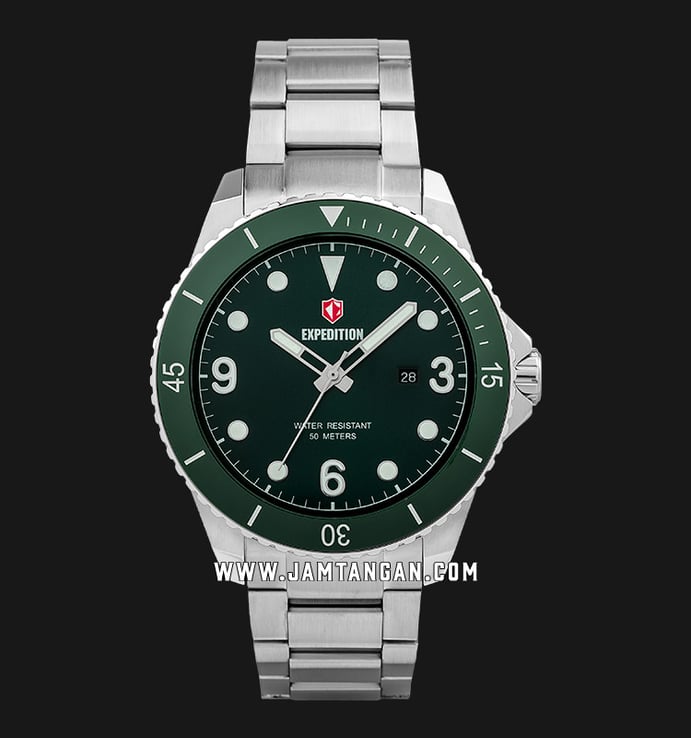 Expedition E 6792 MD BSSGN Men Green Dial Stainless Steel Strap