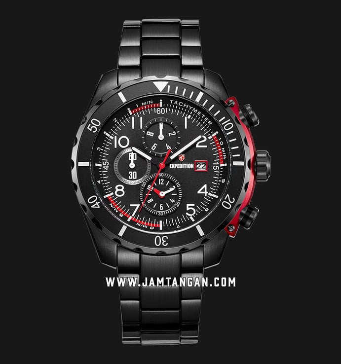 Expedition E 6795 MC BIPBARE Chronograph Men Black Dial Black Stainless Steel Strap