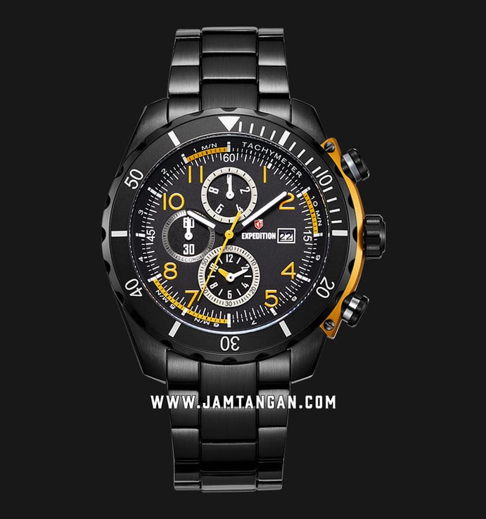 Expedition E 6795 MC BIPBAYL Chronograph Men Black Dial Black Stainless Steel Strap