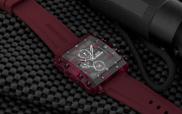Expedition Ladies E 6808 MF RIGBARE Black Dial Red Rubber Strap