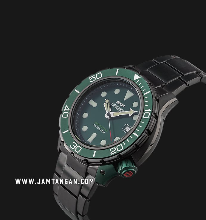 Expedition Automatic E 6809 MA BIPGN Green Dial Black Stainless Steel Strap + Extra Nylon Strap