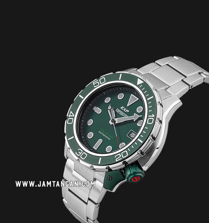 Expedition E 6809 MA BSSGN Automatic Men Green Dial Stainless Steel Strap + Extra Nylon Strap