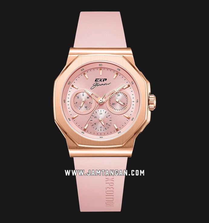 Expedition Ladies E 6816 BF RRGPN Glamour Pink Dial Pink Rubber Strap
