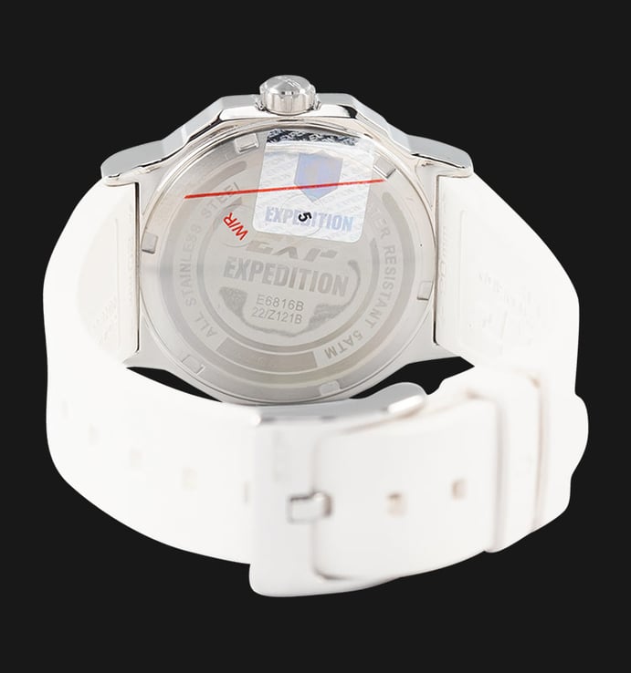 Expedition Ladies E 6816 BF RSSSL Glamour Silver Dial White Rubber Strap