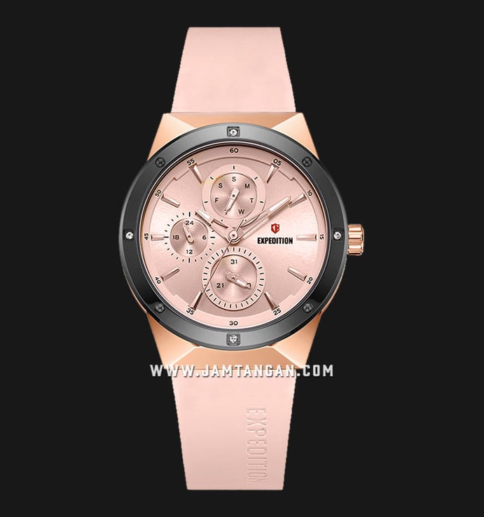 Expedition Ladies E 6818 BF RBRLN Light Pink Dial Light Peach Rubber Strap