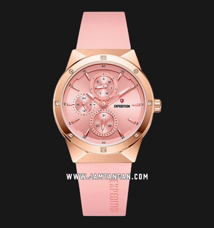 Expedition Ladies E 6818 BF RRGPN Pink Dial Pink Rubber Strap