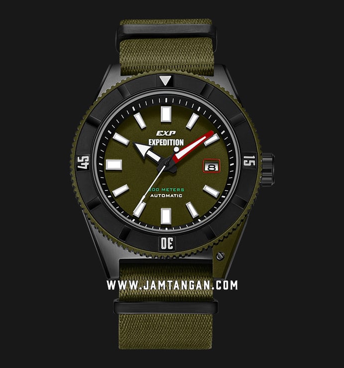 Expedition Automatic E 6819 MA NIPGNGN Water Resistant 200M Men Green Olive Dial Nylon Strap