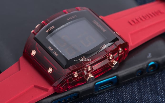 Expedition Ladies E 6827 MH RRGBARE Digital Dial Red Rubber Strap