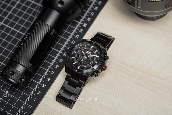 Expedition Chronograph E 6830 MC BIPBA Men Black Dial Black Stainless Steel Strap