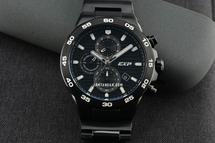 Expedition Chronograph E 6848 MC BIPBA Men Black Dial Black Stainless Steel Strap