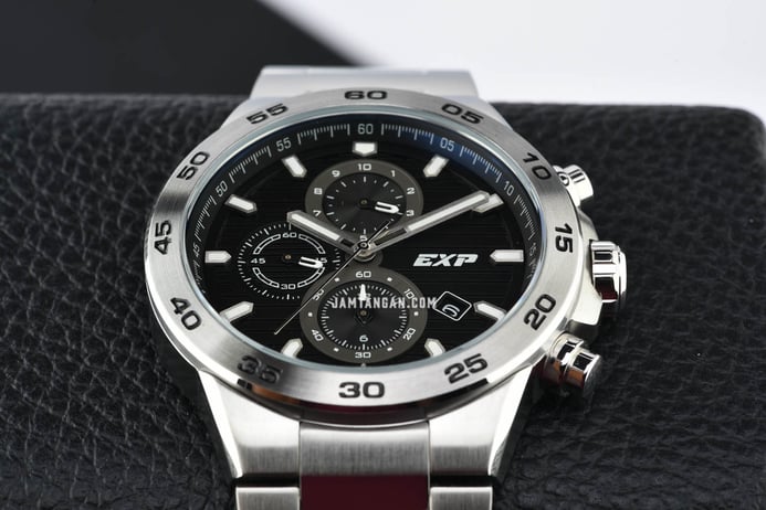 Expedition Chronograph E 6848 MC BSSBA Men Black Dial Stainless Steel Strap