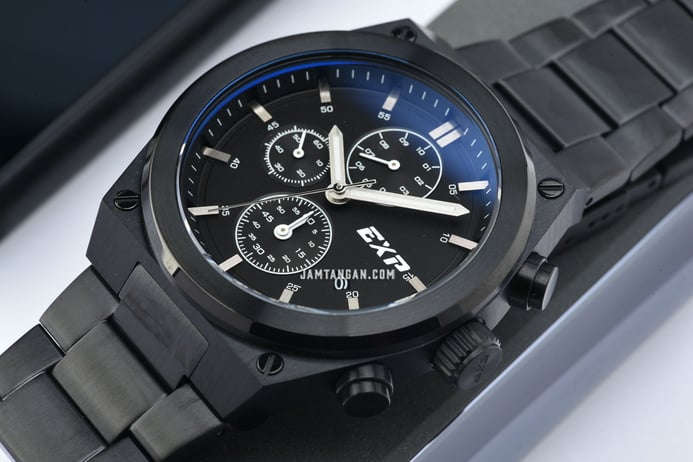 Expedition Chronograph E 6850 MC BIPBA Men Black Dial Black Stainless Steel Strap