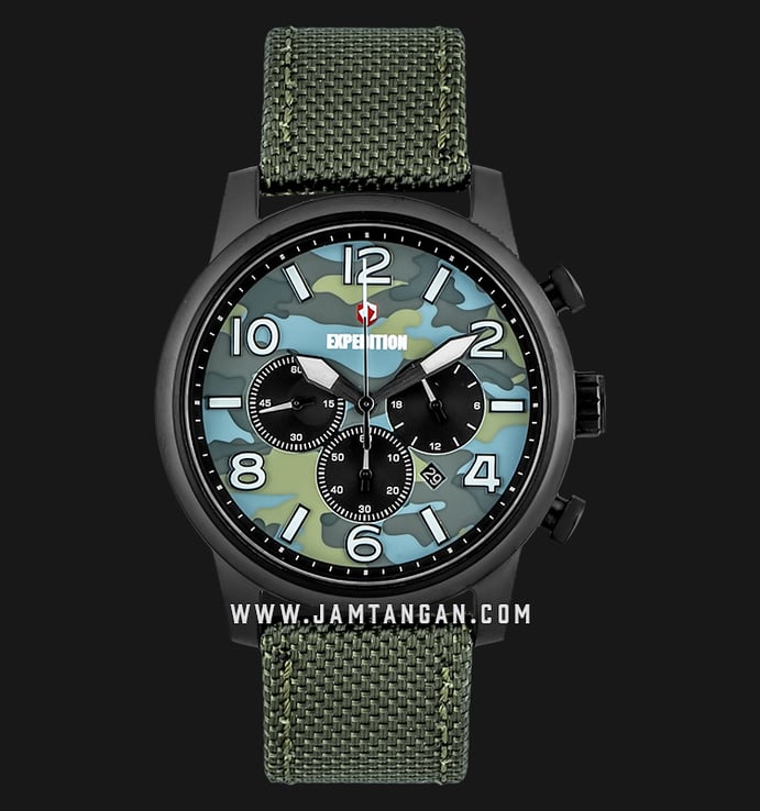 Expedition E 6672 MC NIPGN Chronograph Men Camouflage Dial Green Olive Nylon Strap