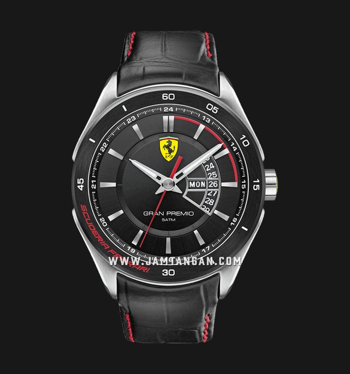Ferrari Gran Premio 0830183 Black Dial Black Leather Strap