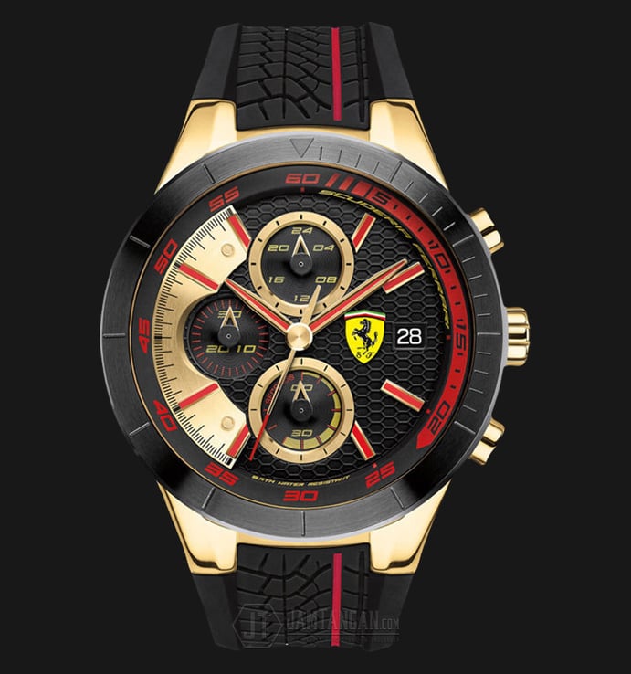 Ferrari 0830298 Chronograph Men Black DIal Rubber Strap