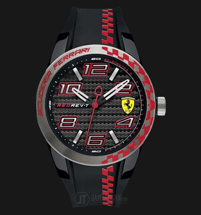 Ferrari 0830336 Redrev T Black Dial Black Silicone Watch
