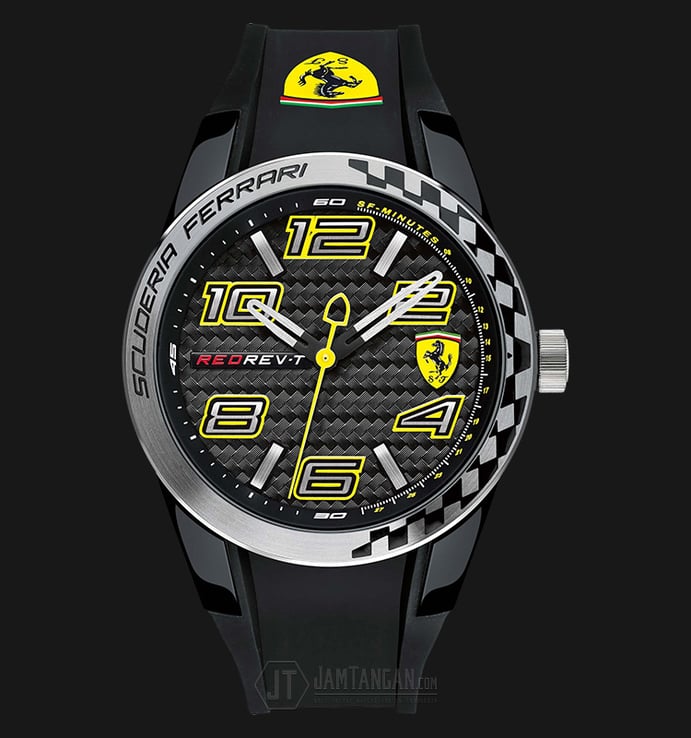 Ferrari 0830337 Redrev T Men Black Dial Black Silicone Watch
