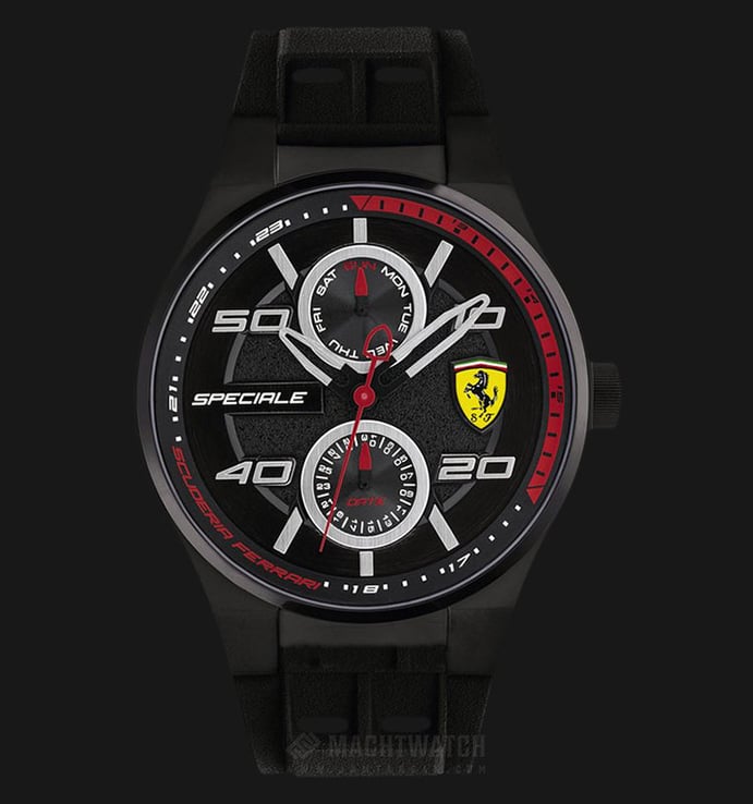 Ferrari 0830356 Speciale Analog Black Dial Black Rubber Strap
