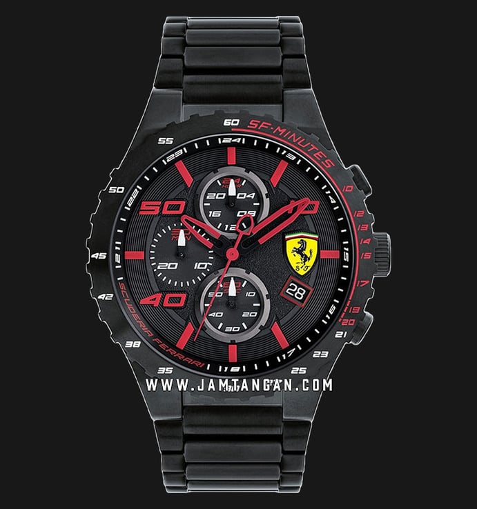 Ferrari Revo 0830361 Chronograph Men Black Dial Black Stainless Steel Strap