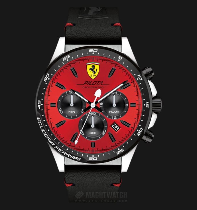 Ferrari 0830387 Pilota Red Dial Black Rubber Strap