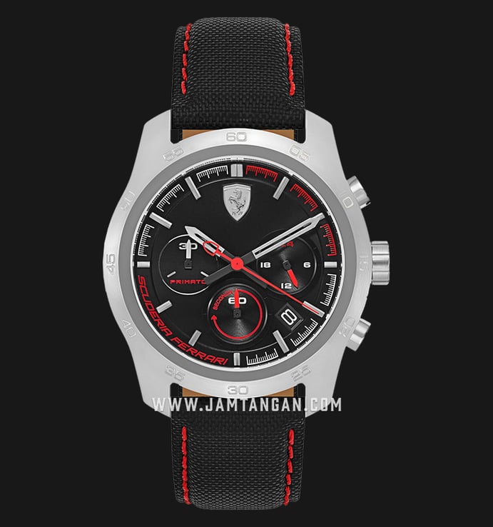 Ferrari Scuderia 0830444 Chronograph Primato Men Black Dial Black Leather Strap