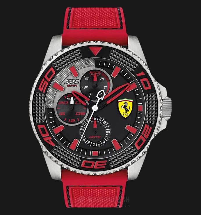 Ferrari 0830469 Kers Xtreme Men Black Dial Red Rubber Strap