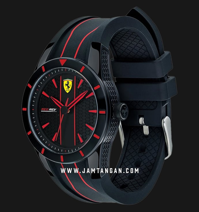 Ferrari 0830479 Scuderia Redrev Black Dial Black Silicone Strap