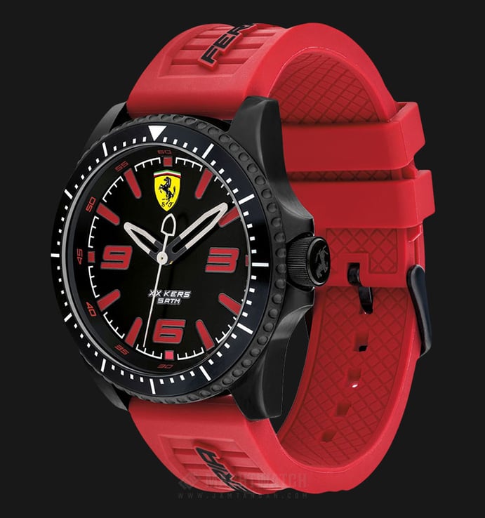 Ferrari Scuderia 0830498 Xx Kers Men Black Dial Red Rubber Strap