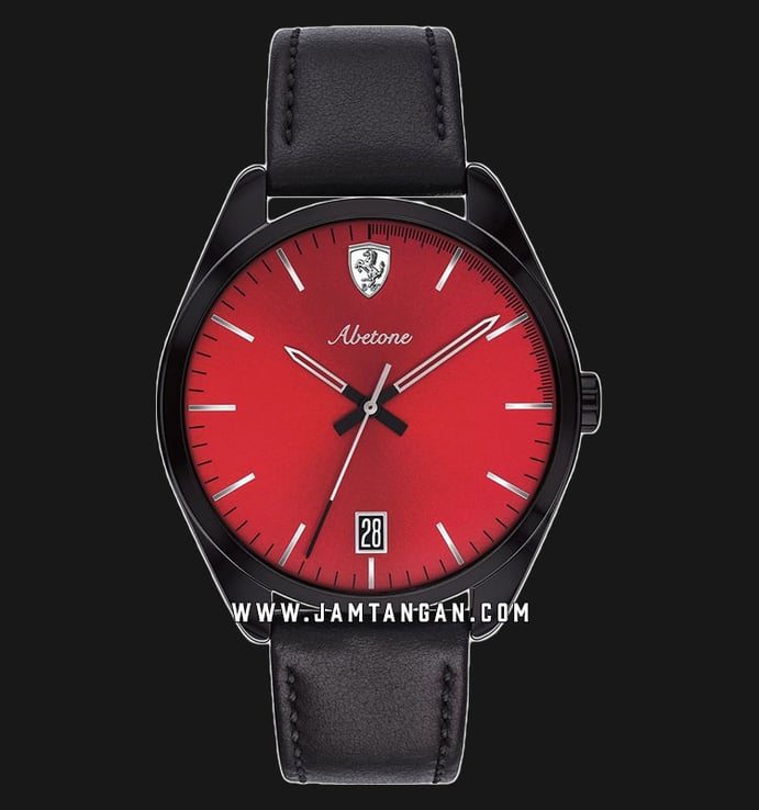 Ferrari Abetone 0830499 Men Red Dial Black Leather Strap