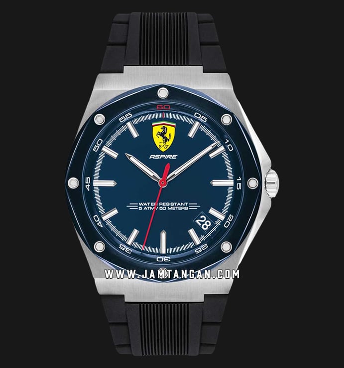 Ferrari Scuderia Aspire 0830605 Men Blue Dial Black Rubber Strap