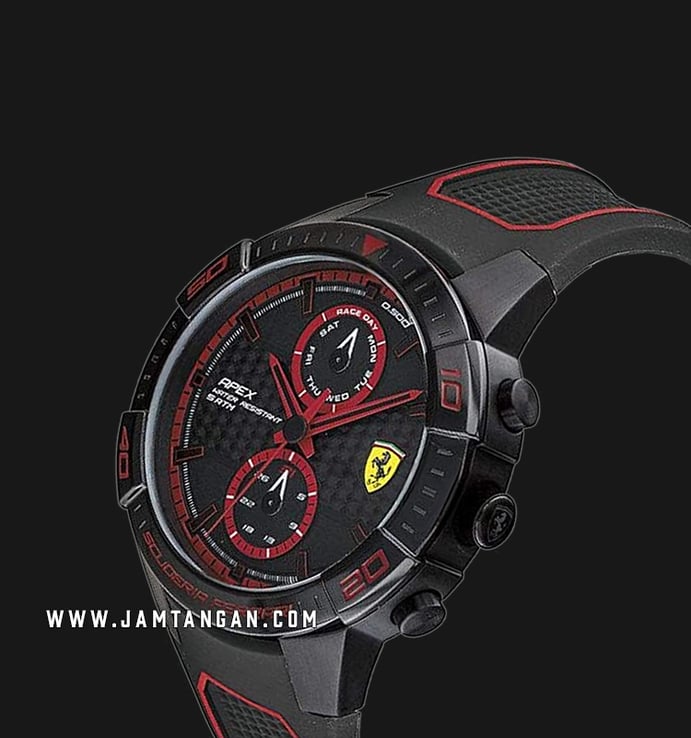 Ferrari Scuderia Apex 0830634 Black Dial Black Silicone Strap